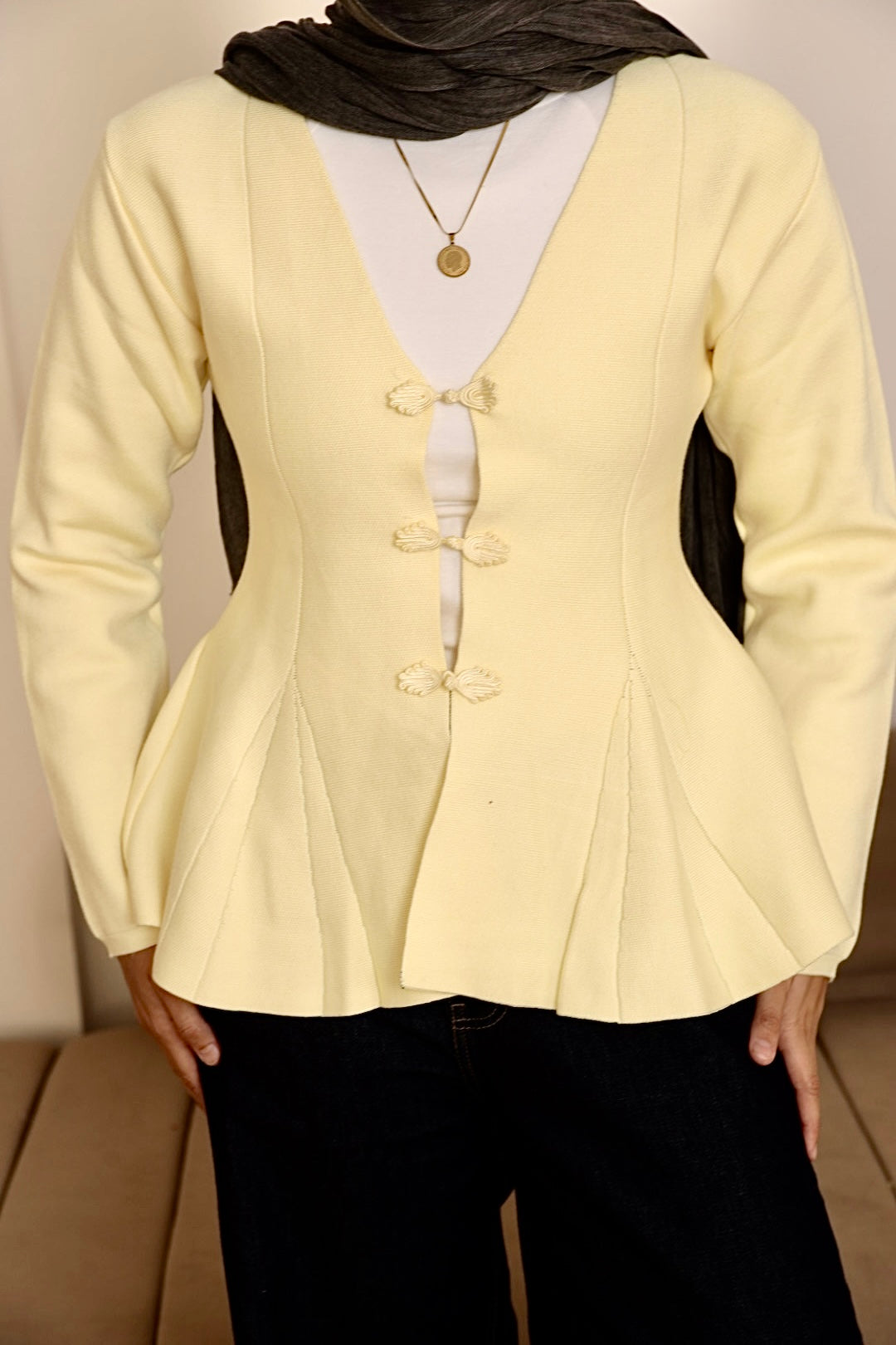Soft Yellow Peplum Jacket