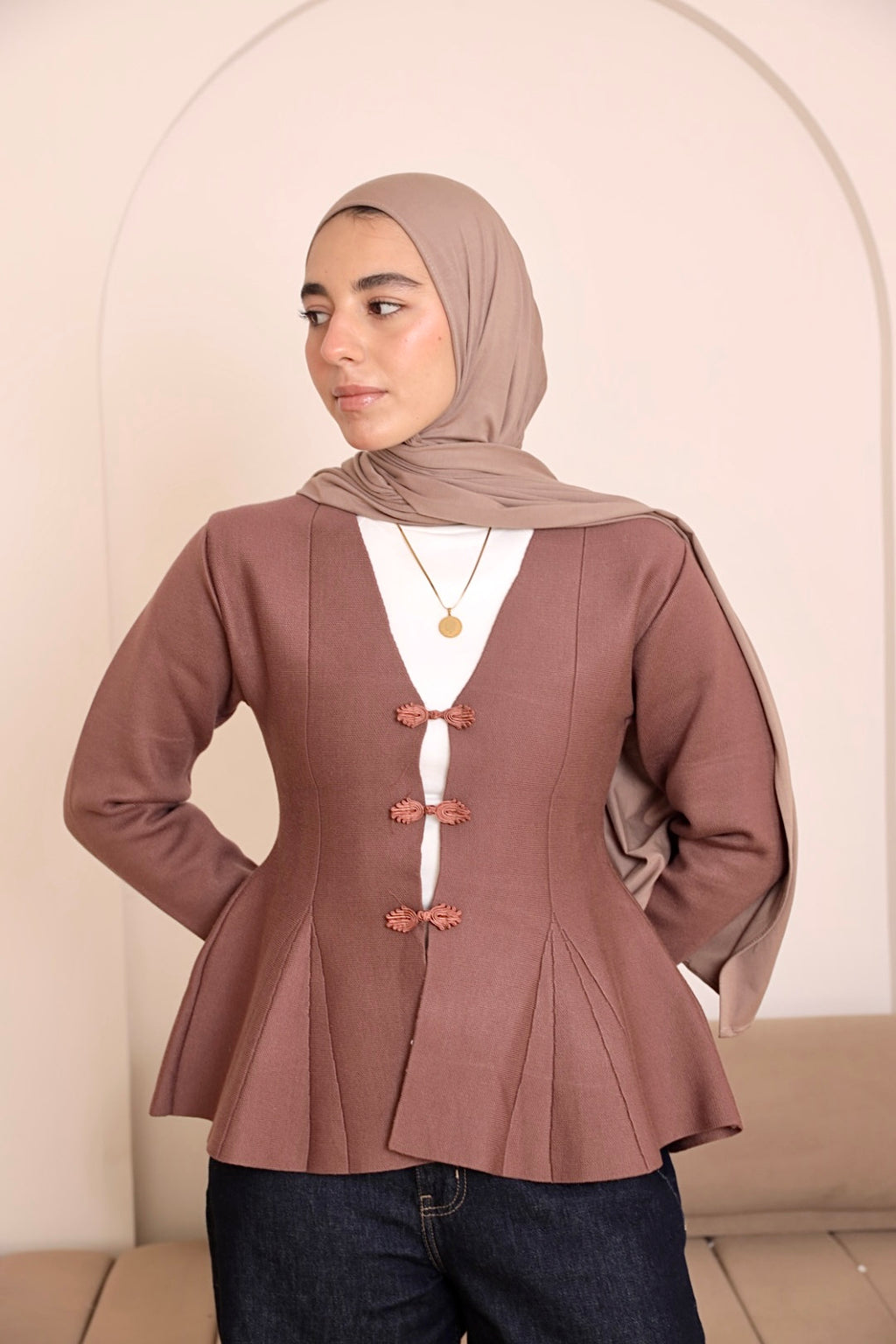Dusty Rose Peplum Jacket