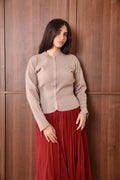 Mocha Ribbed Waist Cardigan