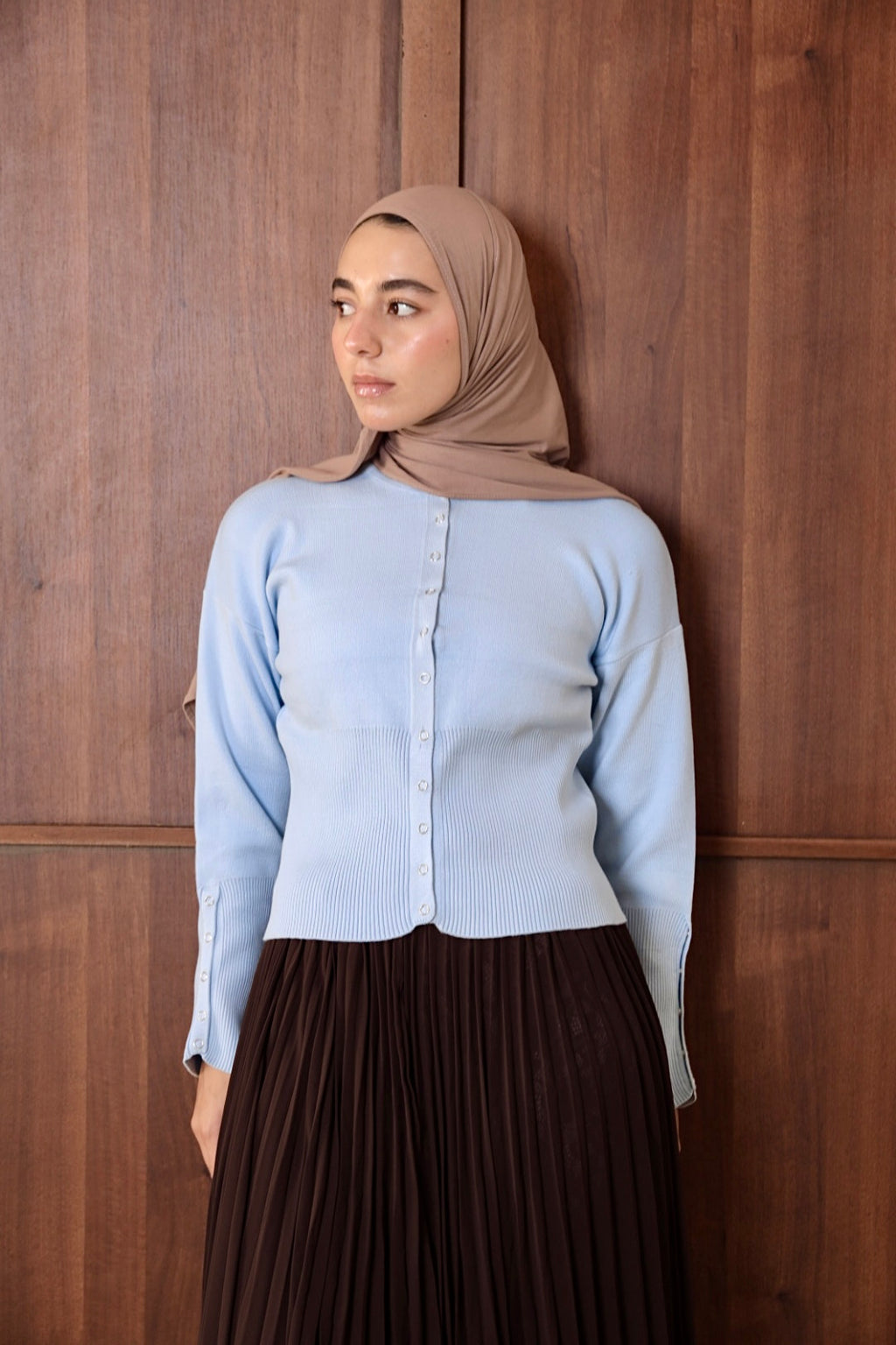 Baby Blue Ribbed Waist Cardigan