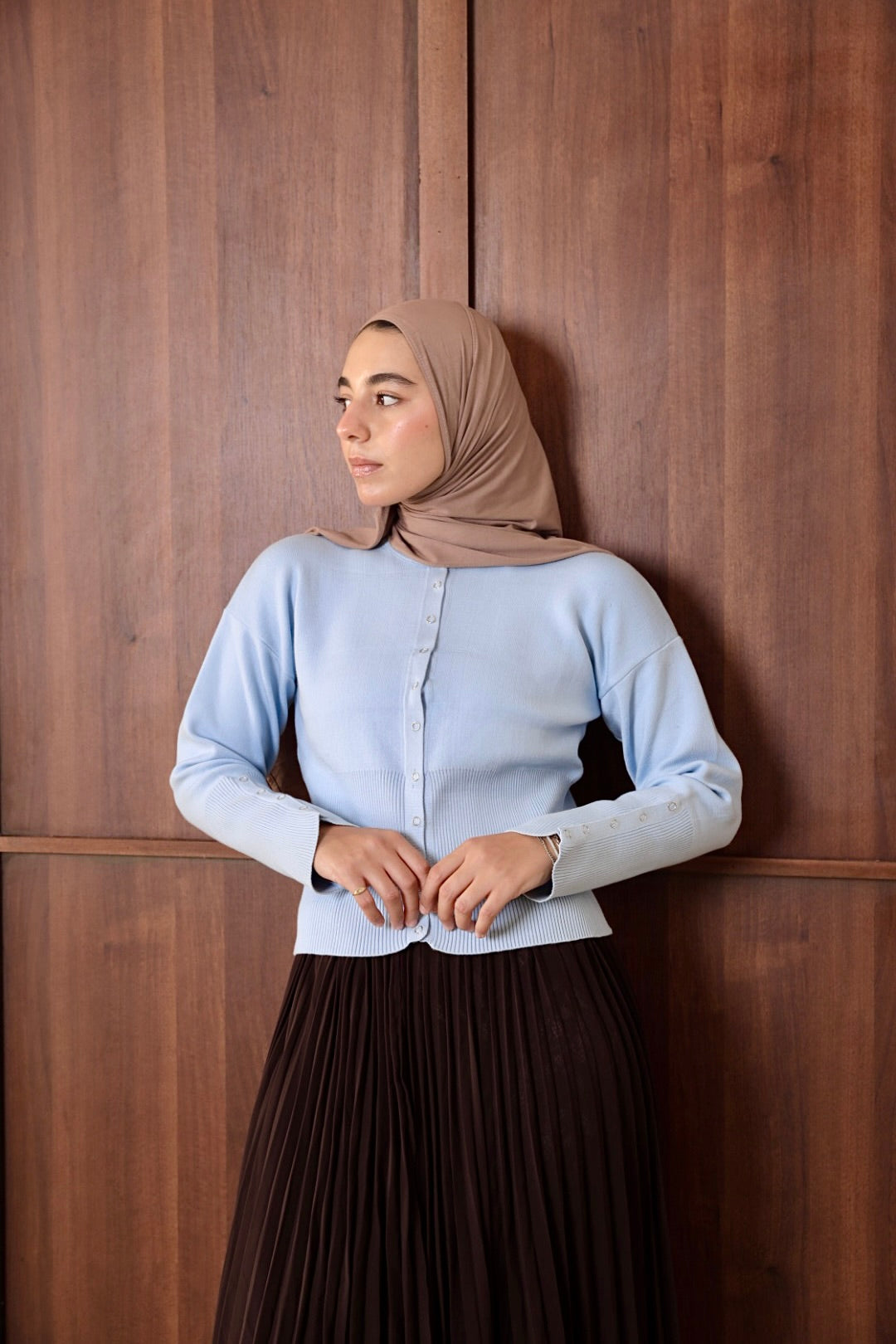 Baby Blue Ribbed Waist Cardigan