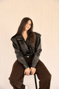 Classic Black Oversized Leather Jacket