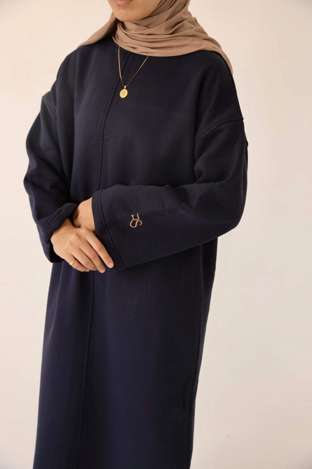 Navy Blue Oversized Sweatshirt Dress