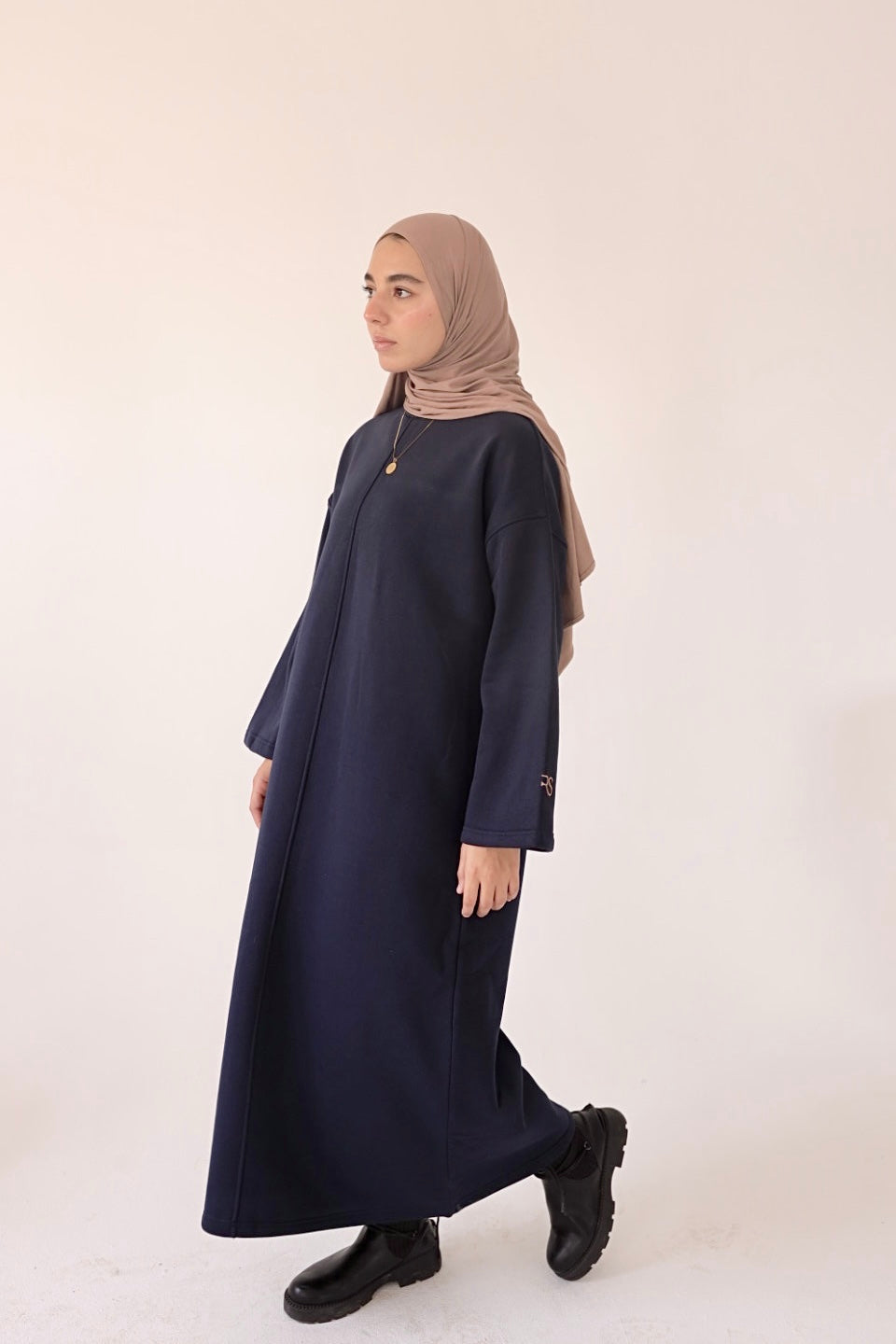 Navy Blue Oversized Sweatshirt Dress