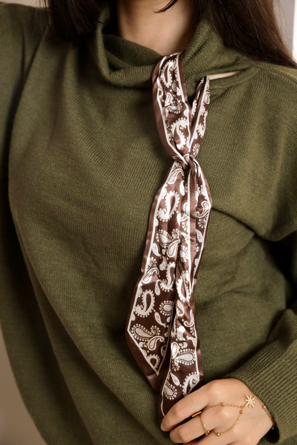 Olive Green Satin Sweater