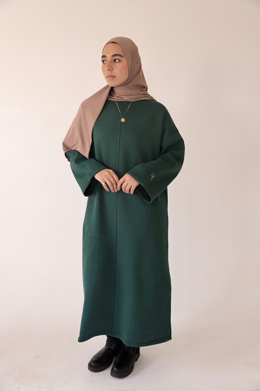 Forest Green Oversized Sweatshirt Dress