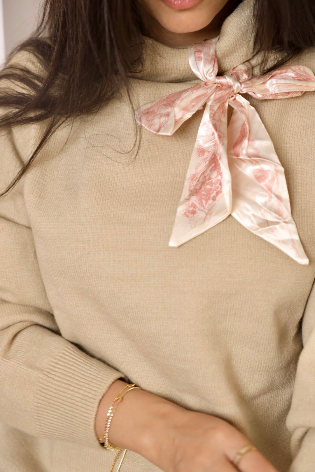 Beige Satin Sweater