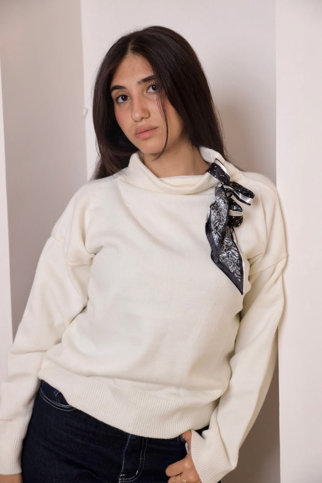 Off-White Satin Sweater