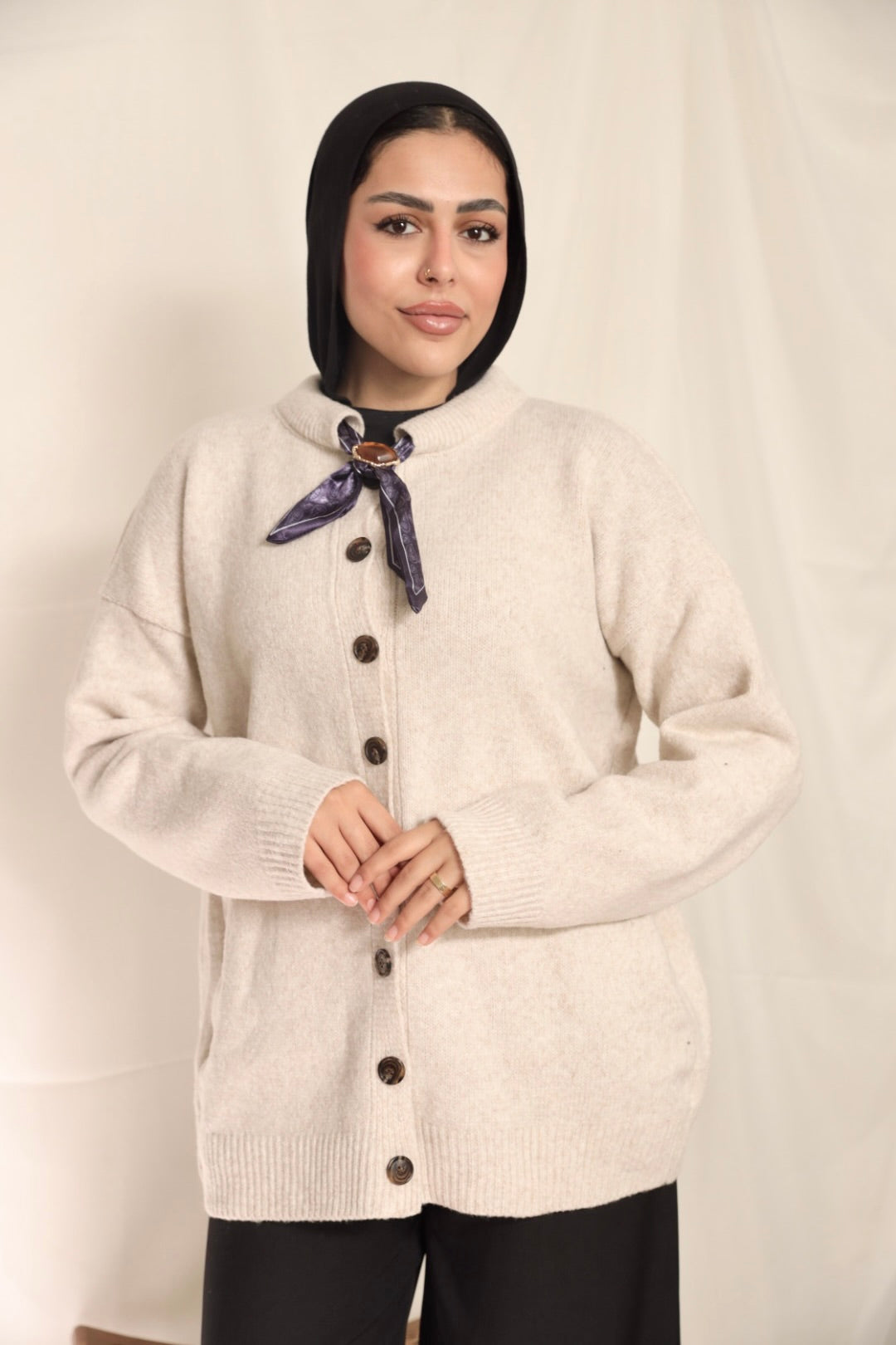 Off-White Brooch Accent Cardigan