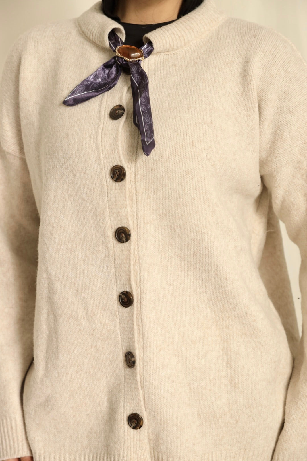 Off-White Brooch Accent Cardigan