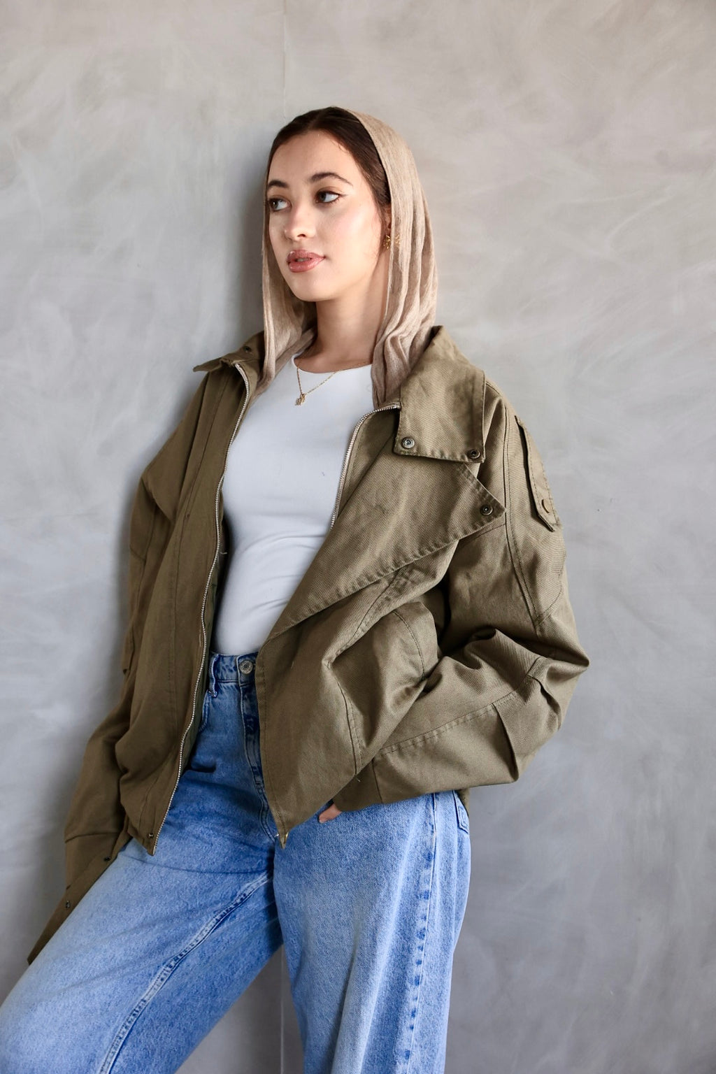 OLIVE EDGE GABABDINE JACKET