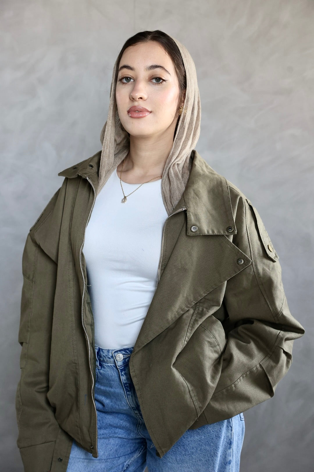 OLIVE EDGE GABABDINE JACKET
