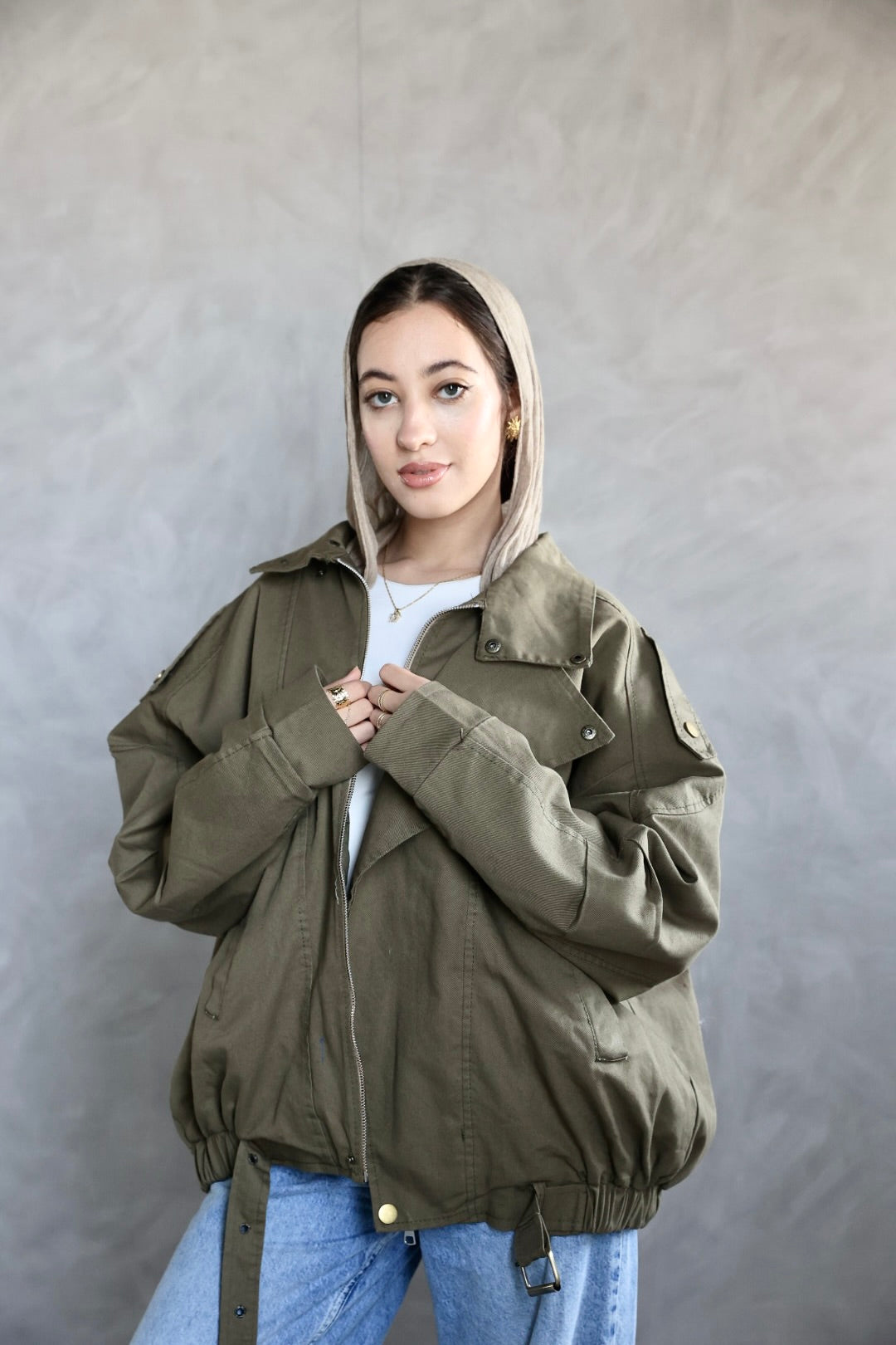 OLIVE EDGE GABABDINE JACKET