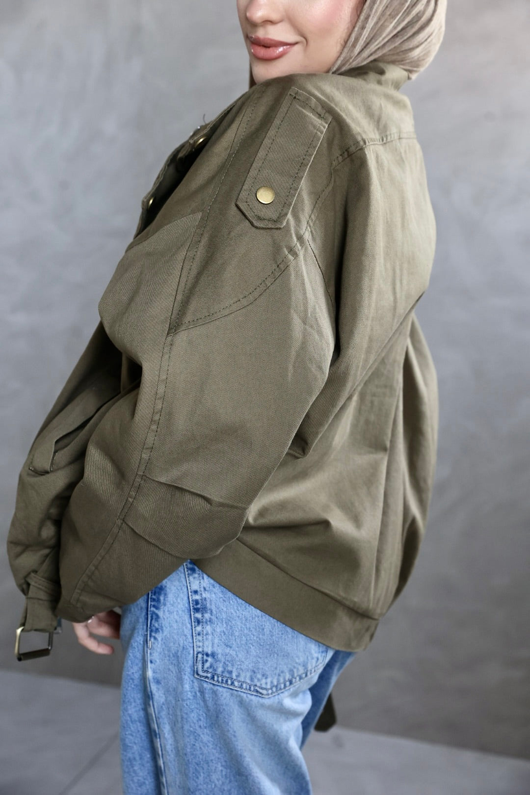 OLIVE EDGE GABABDINE JACKET