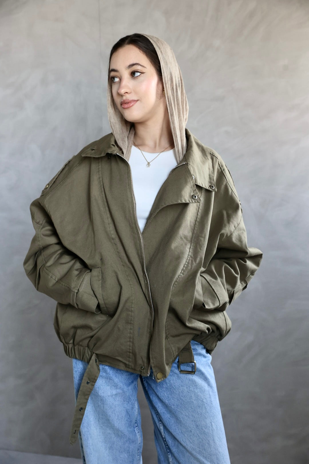 OLIVE EDGE GABABDINE JACKET