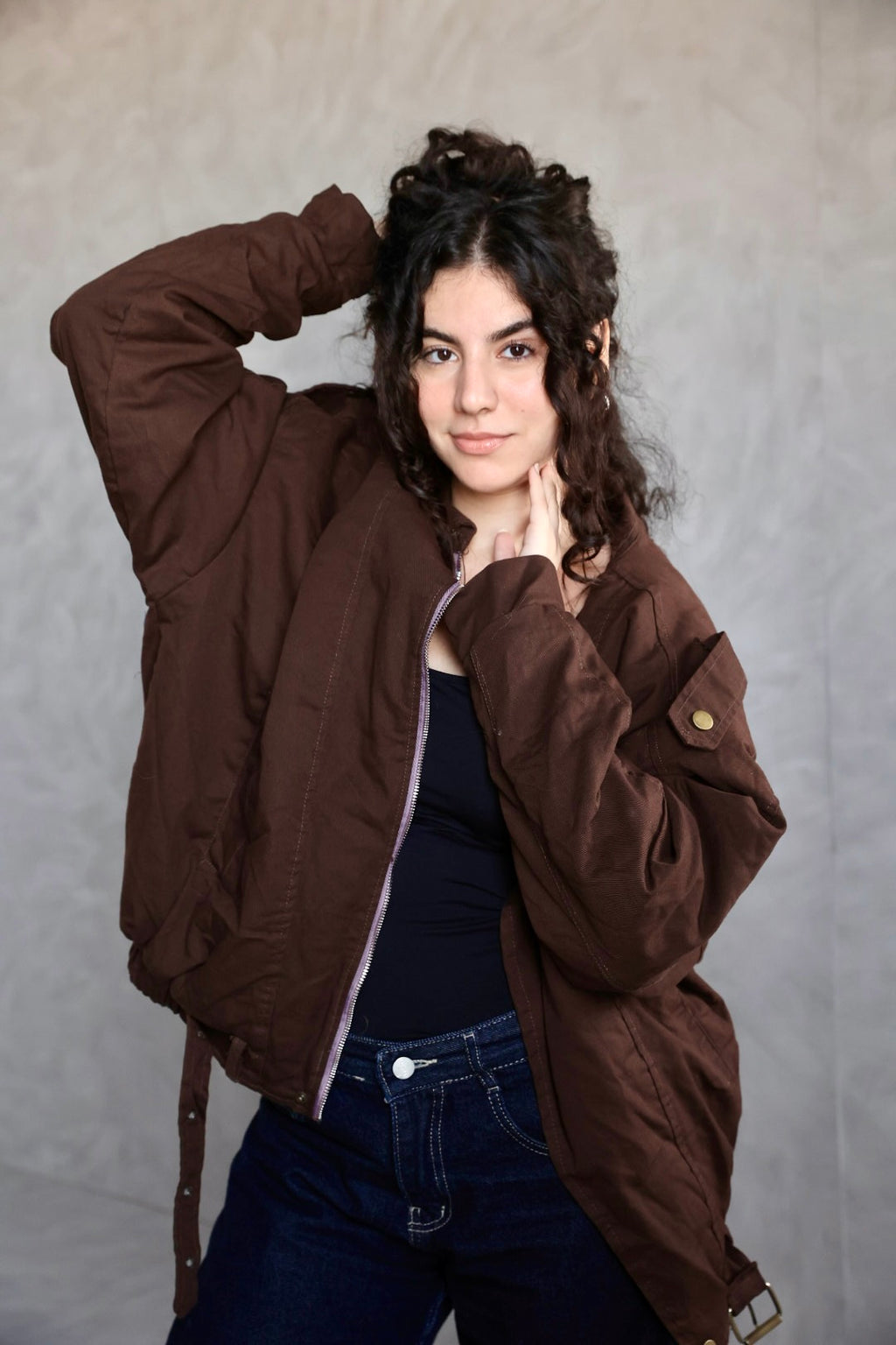 BROWN EDGE GABRDINE JACKET