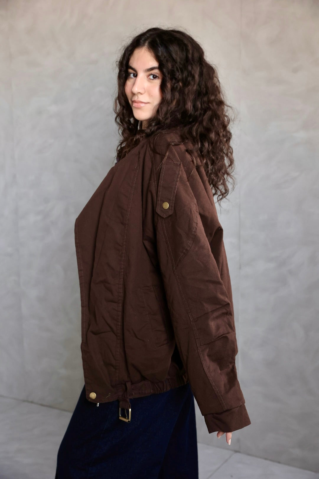 BROWN EDGE GABRDINE JACKET