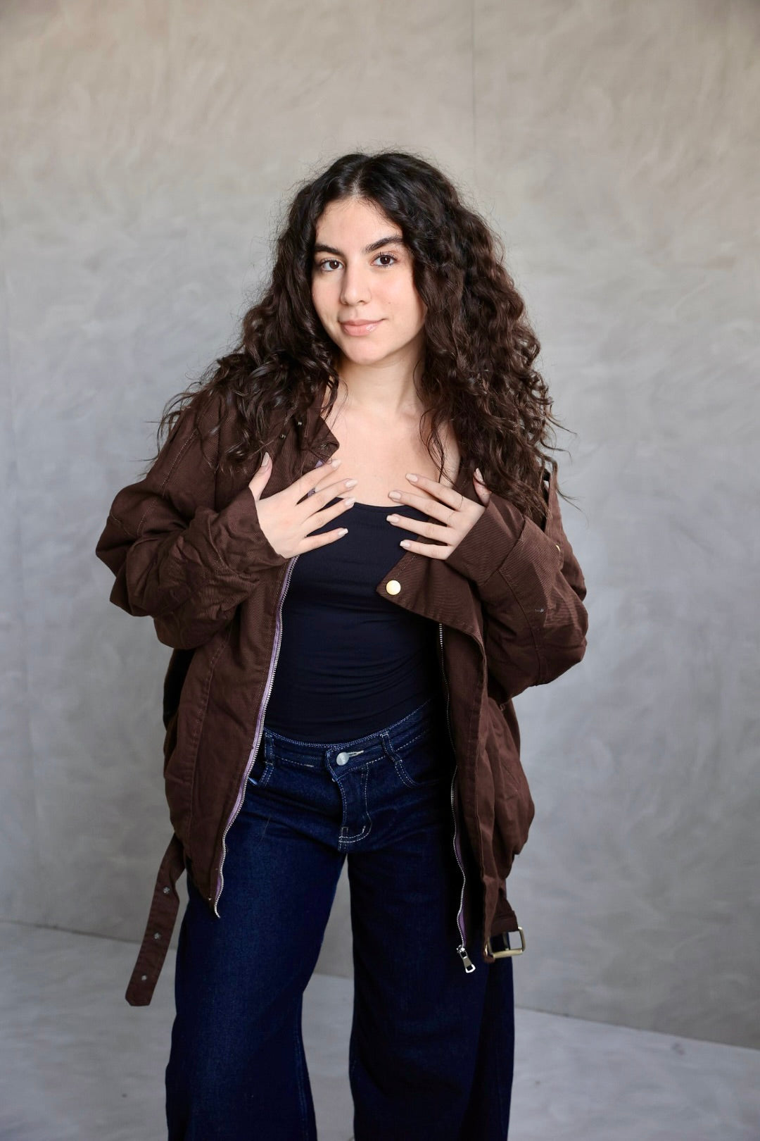 BROWN EDGE GABRDINE JACKET