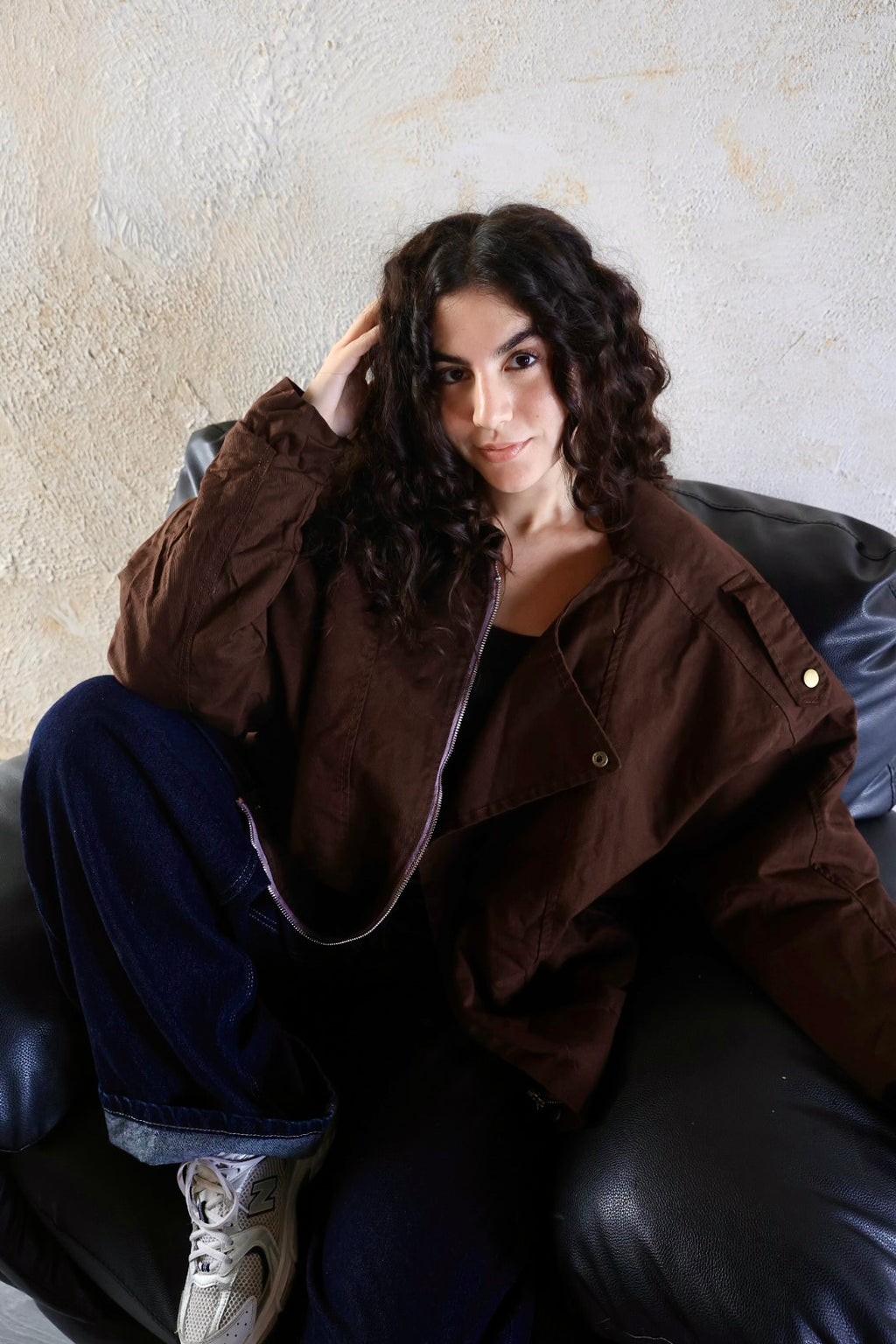 BROWN EDGE GABRDINE JACKET
