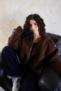 BROWN EDGE GABRDINE JACKET