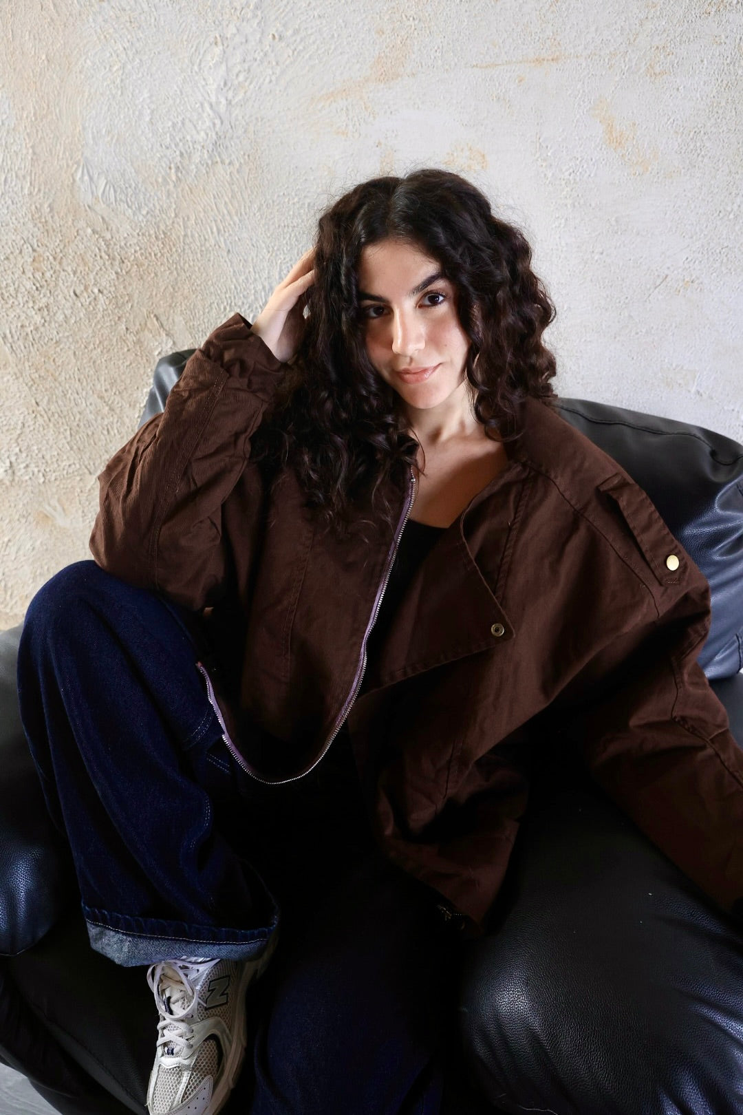 BROWN EDGE GABRDINE JACKET