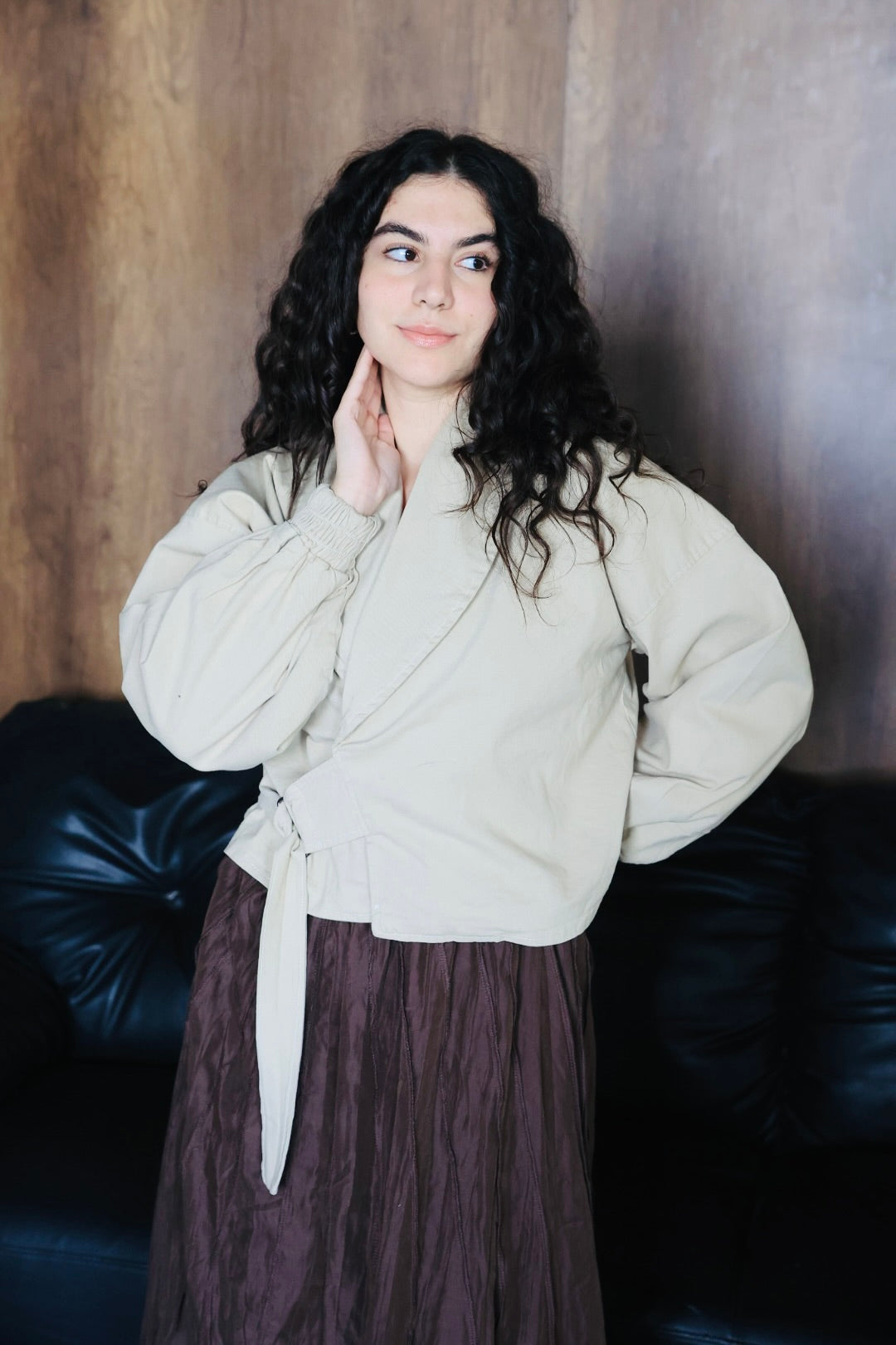 BEIGE CROSS GABARDINE JACKET