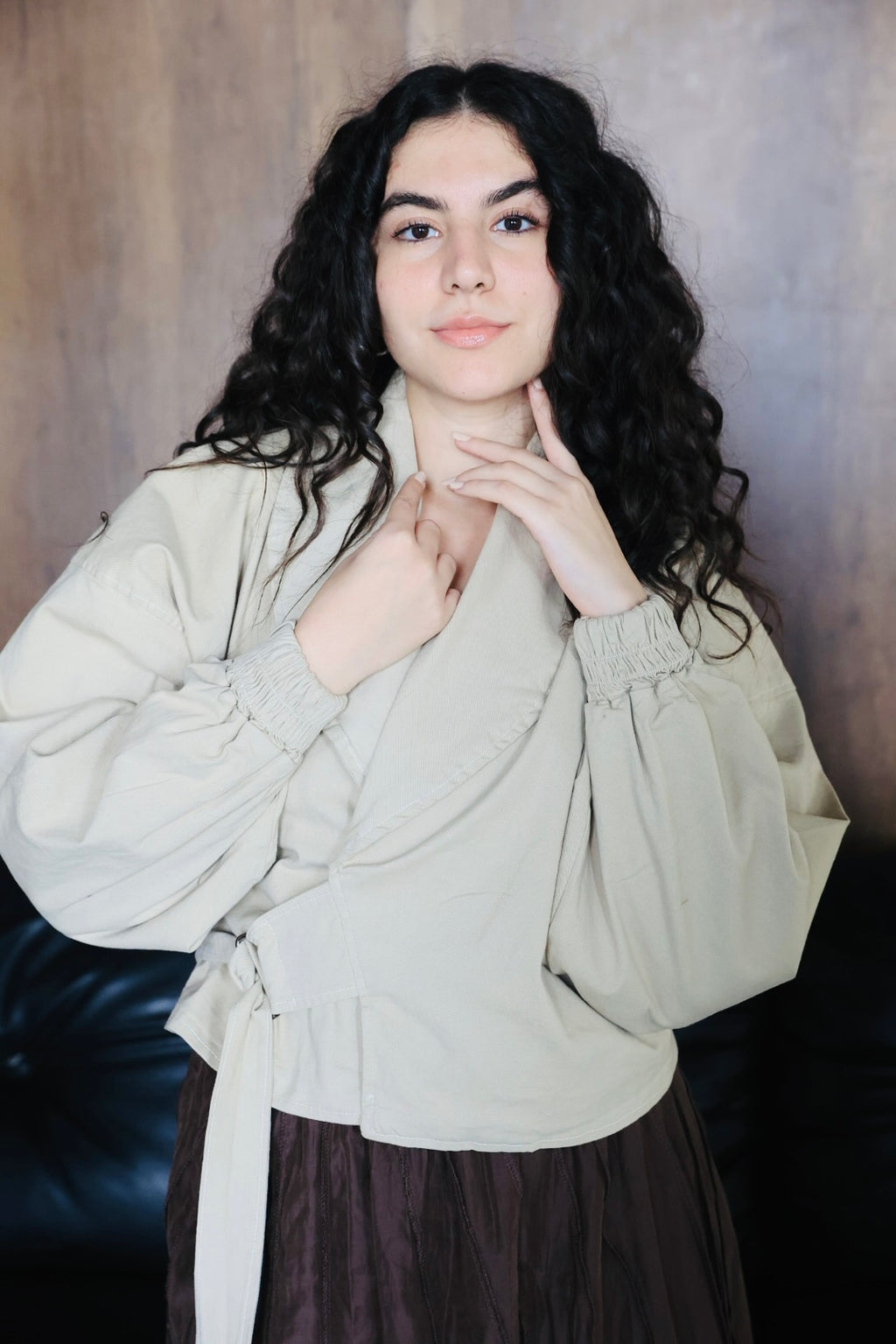 BEIGE CROSS GABARDINE JACKET