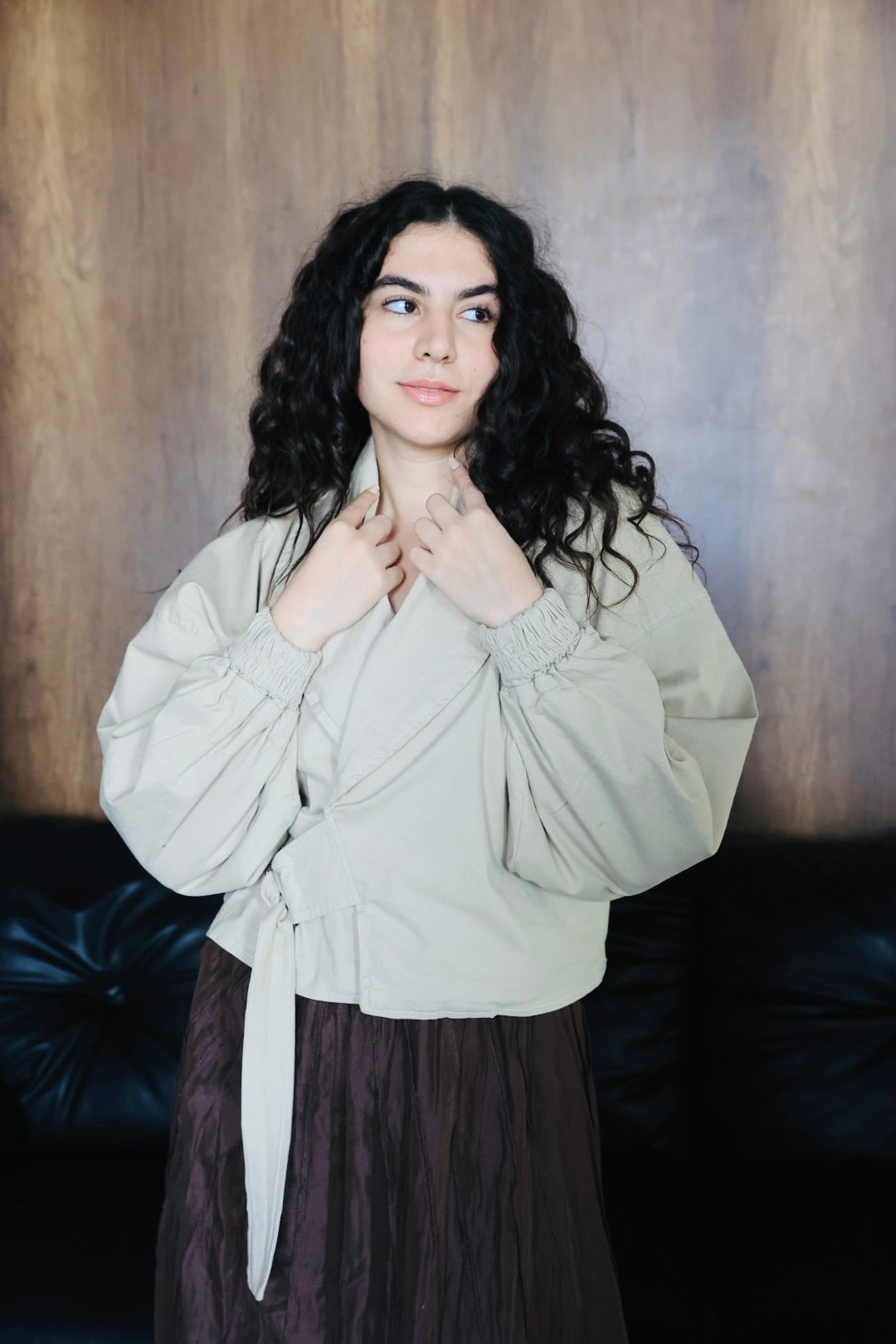 BEIGE CROSS GABARDINE JACKET