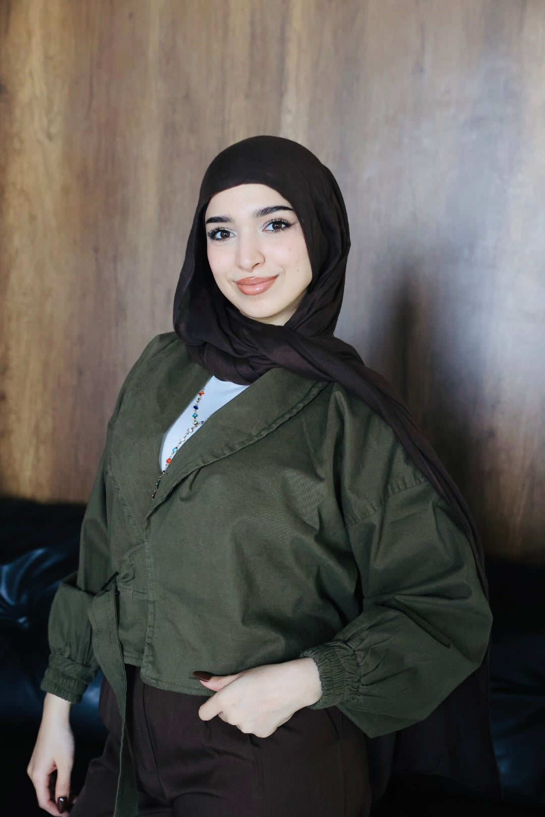OLIVE CROSS GABARDINE JACKET