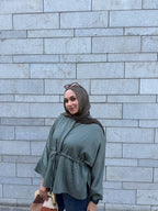 GATHERED WAIST BLOUSE