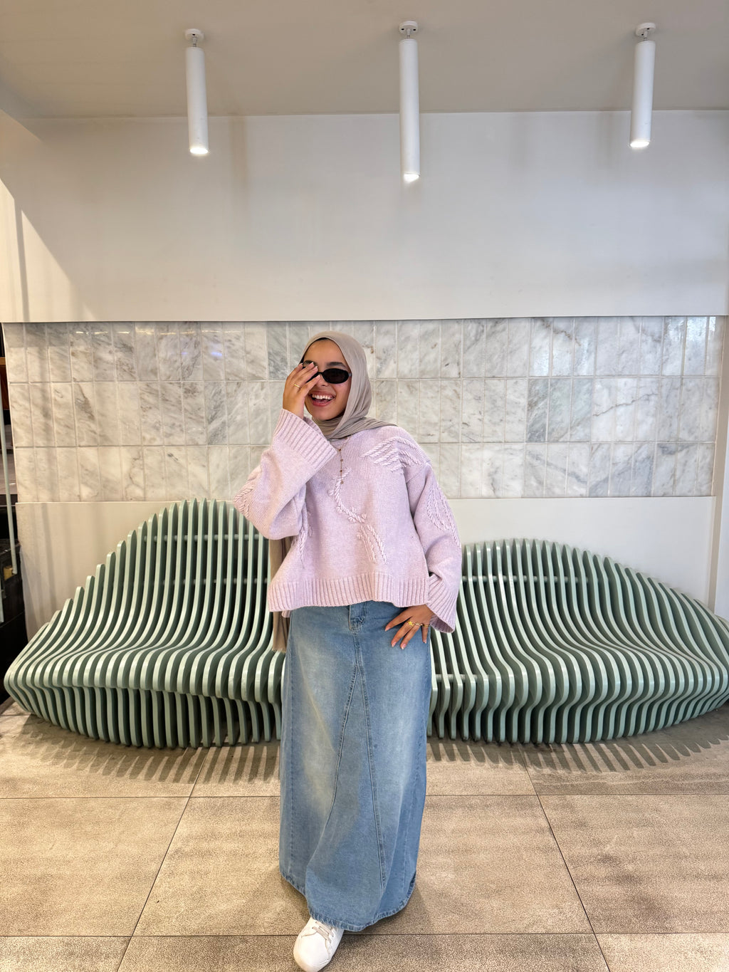 CROSSLINE DENIM SKIRT