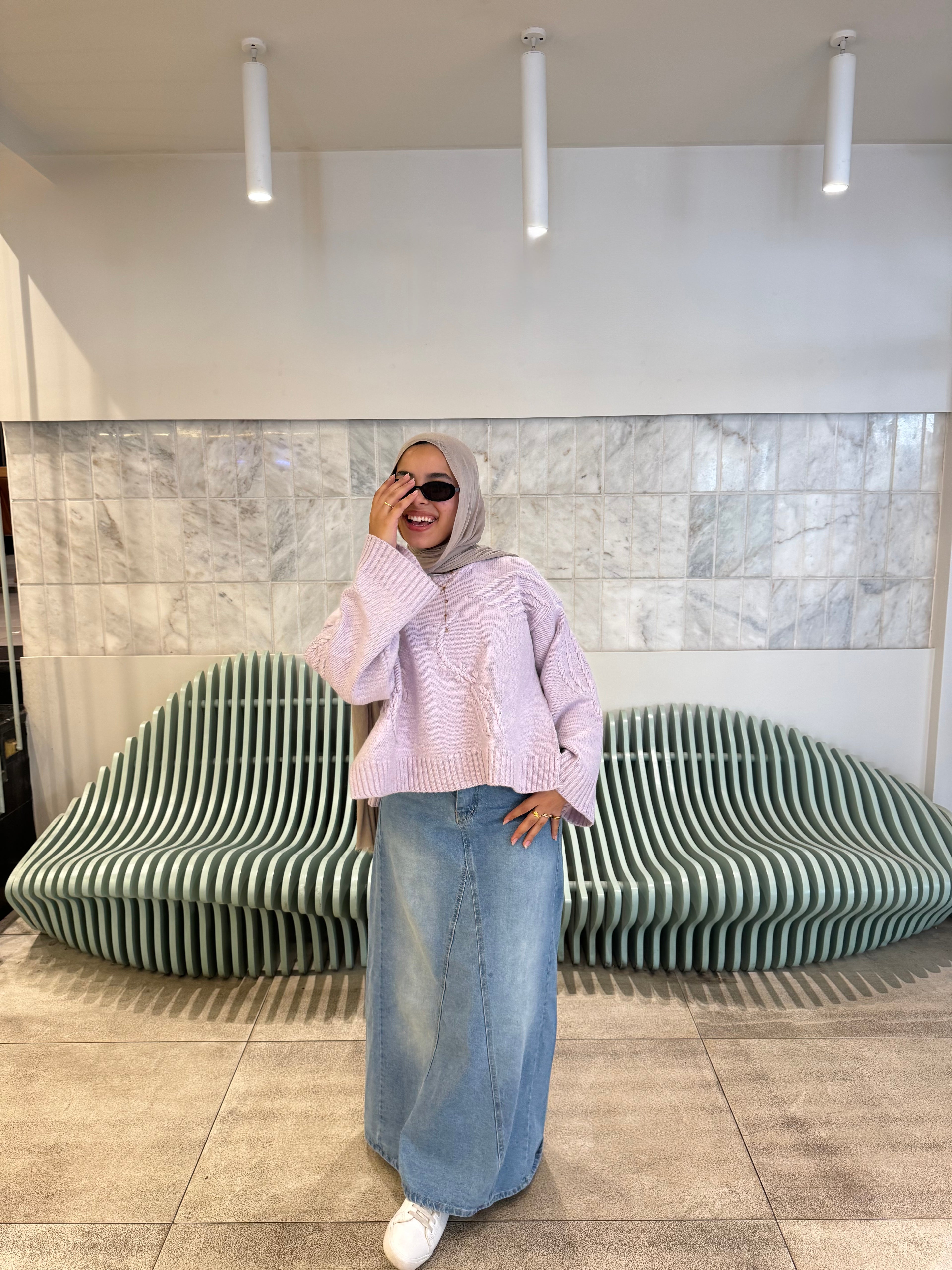 CROSSLINE DENIM SKIRT