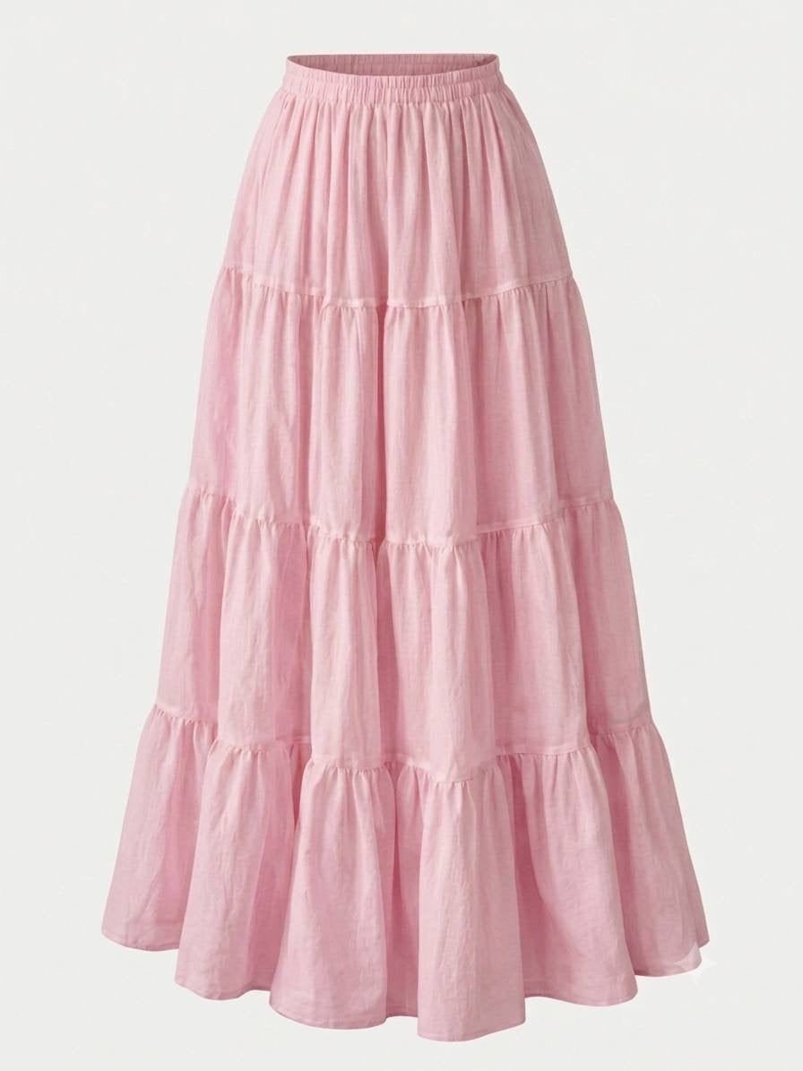 TIERED LINEN SKIRT