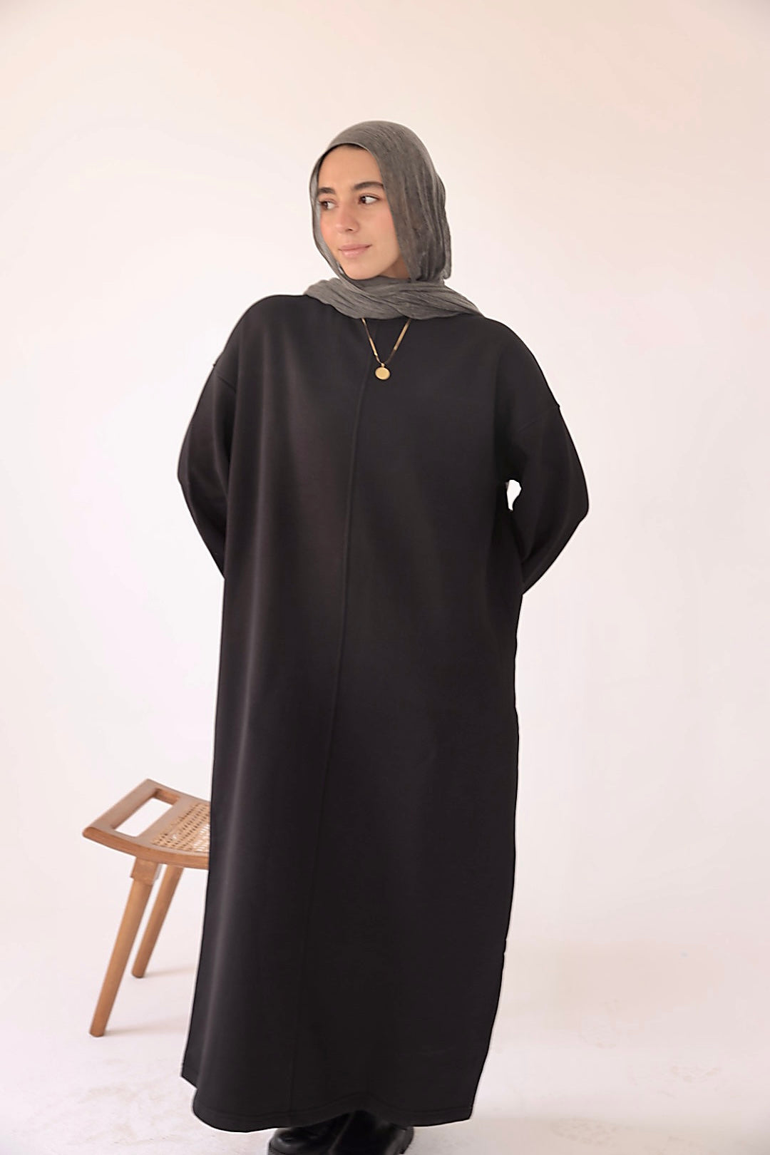 Black Oversized Sweatshirt Dress