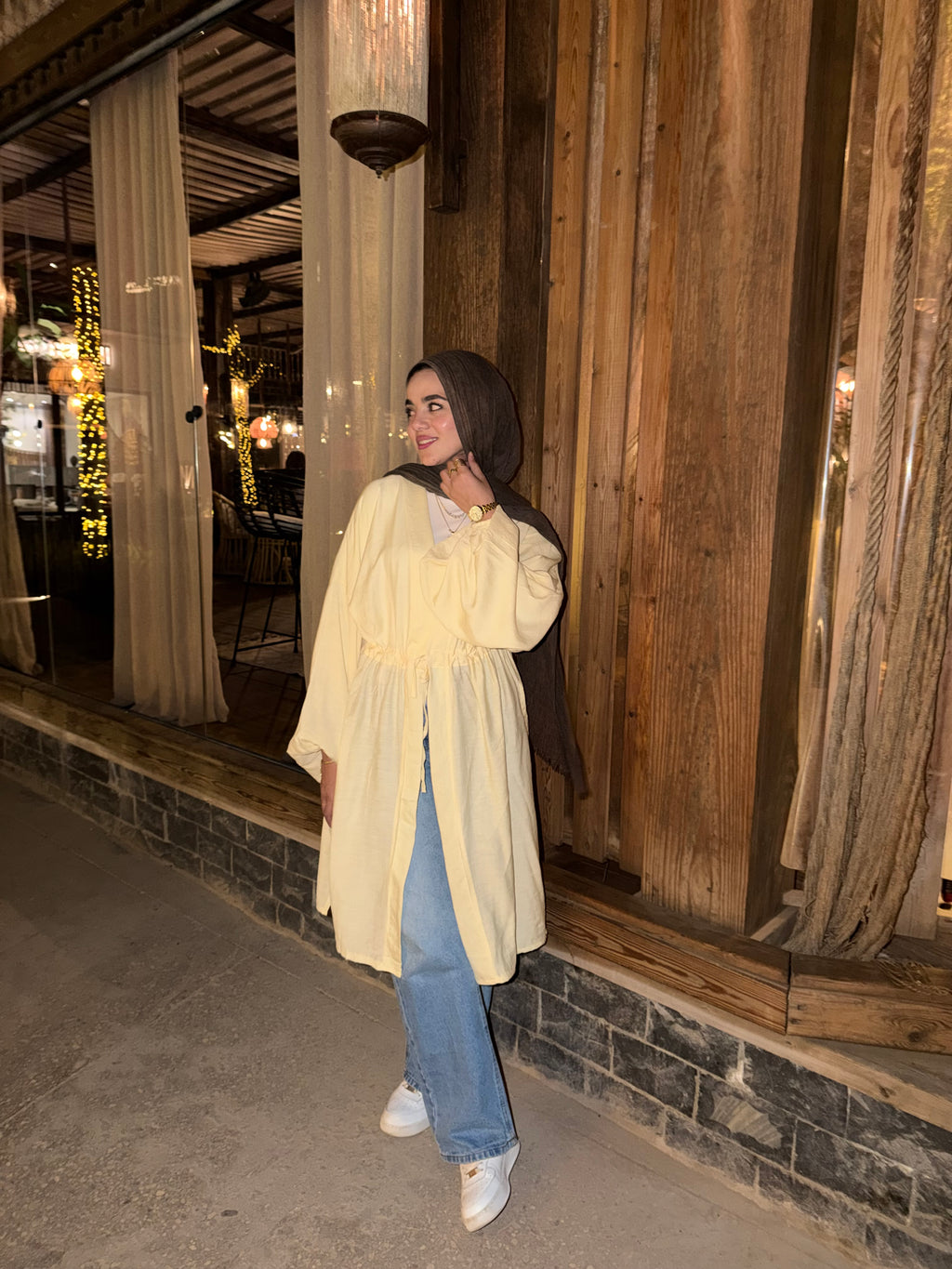 GATHERED WAIST CARDIGAN