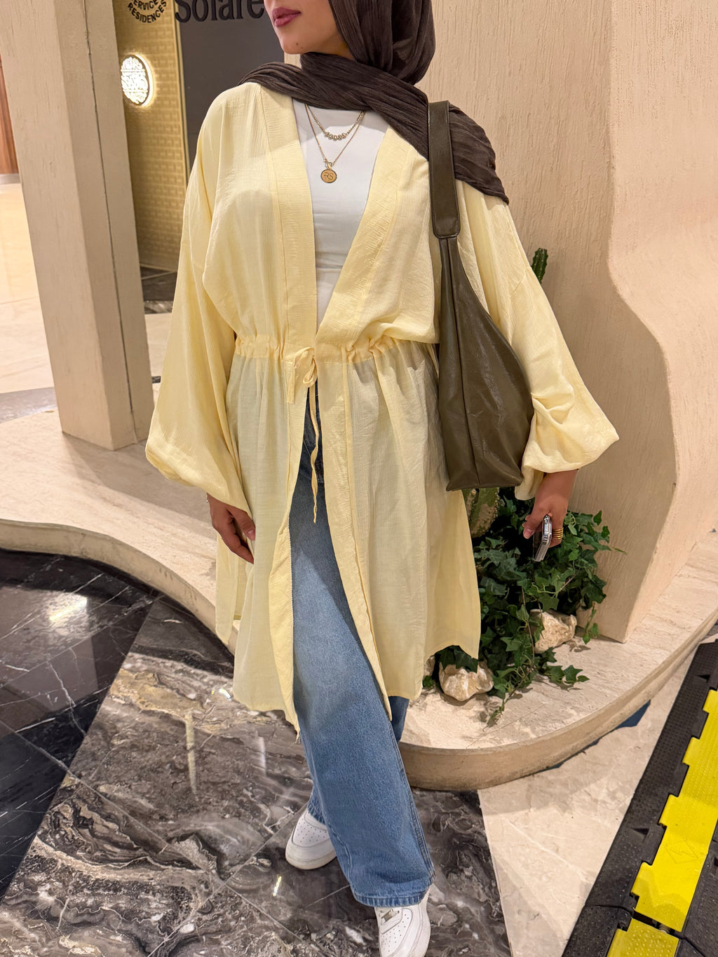 GATHERED WAIST CARDIGAN