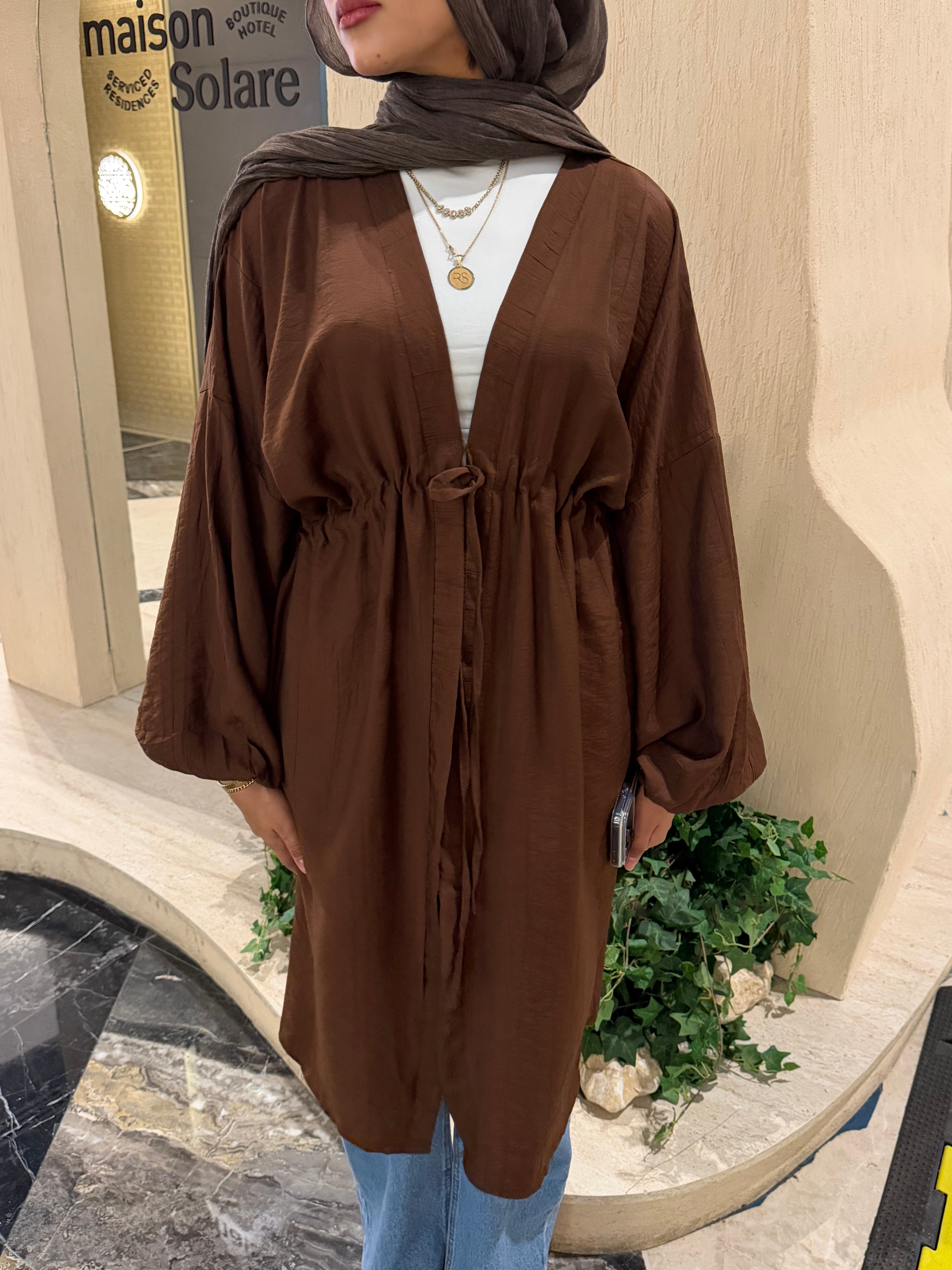 GATHERED WAIST CARDIGAN