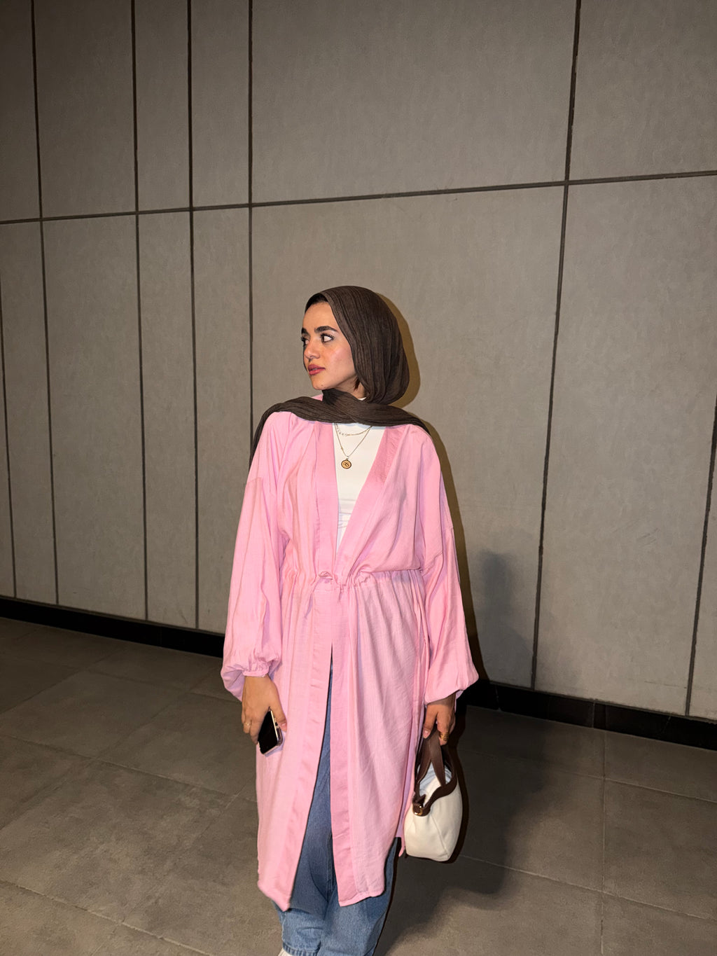 GATHERED WAIST CARDIGAN