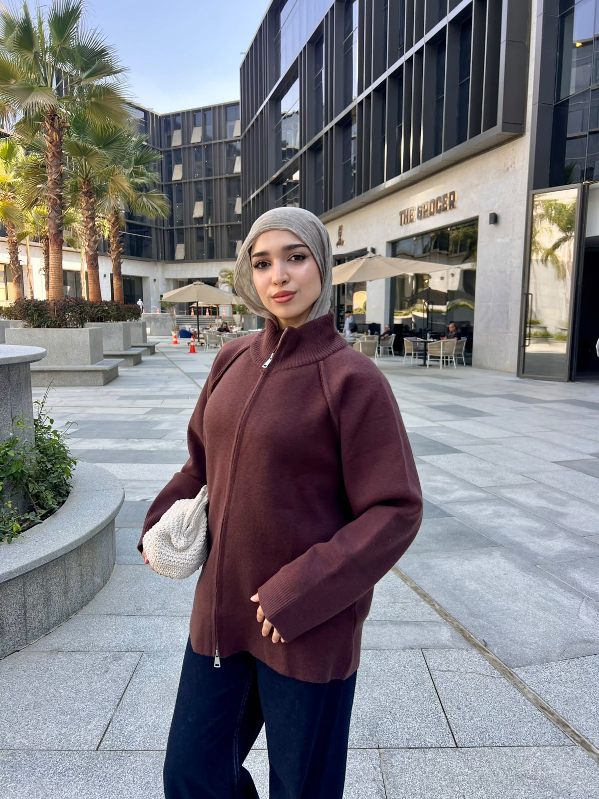 BROWN COCOA ZIP PULLOVER